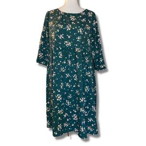Rokoko By Dazz Womens Midi Dress Floral Print Long Sleeve Blue Size Large